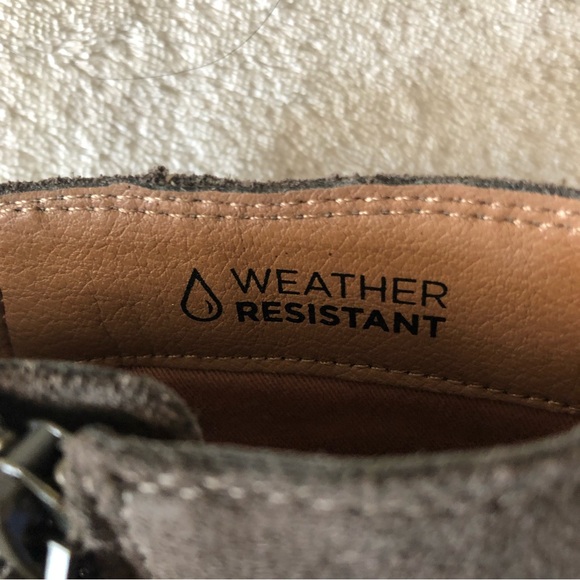 Vionic Madeline suede taupe stacked heel bootie boots - Picture 6 of 6